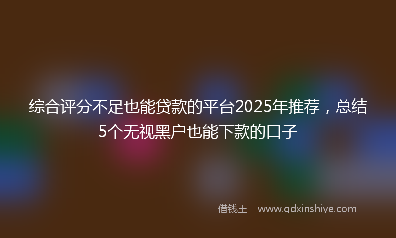 综合评分不足也能贷款的平台2025年推荐，总结5个无视黑户也能下款的口子