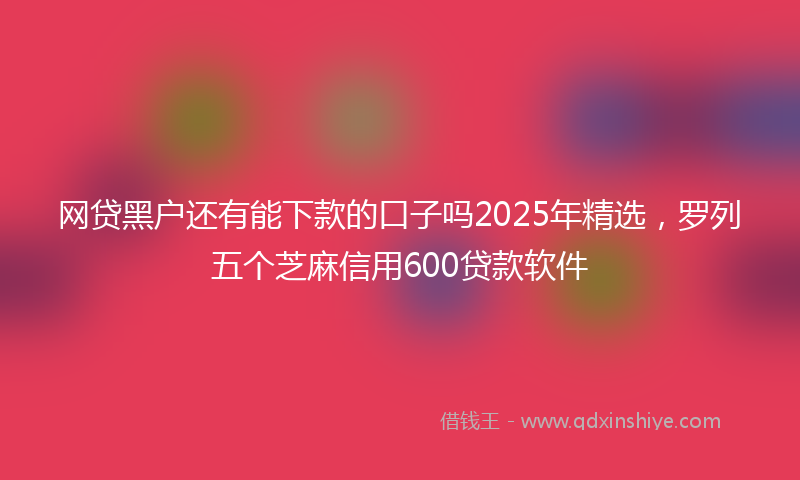 网贷黑户还有能下款的口子吗2025年精选，罗列五个芝麻信用600贷款软件