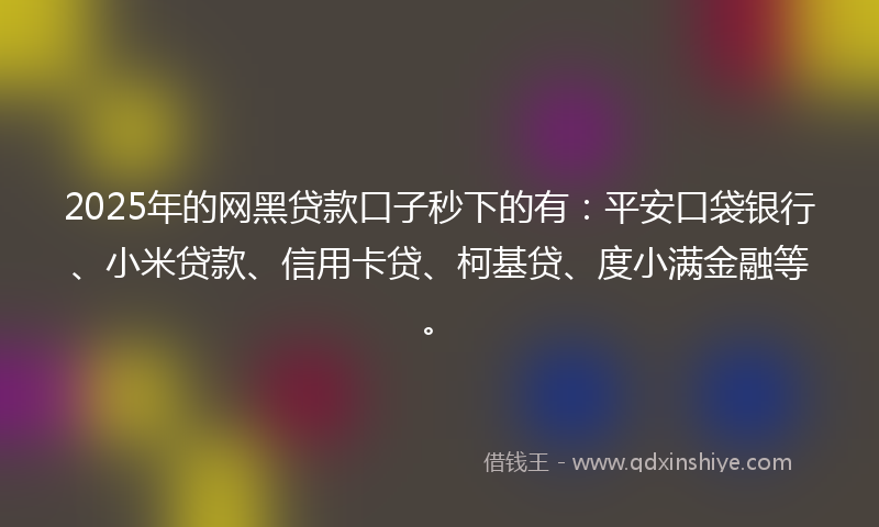 2025年的网黑贷款口子秒下的有：平安口袋银行、小米贷款、信用卡贷、柯基贷、度小满金融等。