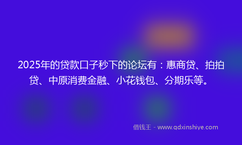 2025年的贷款口子秒下的论坛有：惠商贷、拍拍贷、中原消费金融、小花钱包、分期乐等。