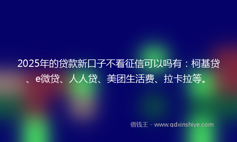2025年的贷款新口子不看征信可以吗有：柯基贷、e微贷、人人贷、美团生活费、拉卡拉等。