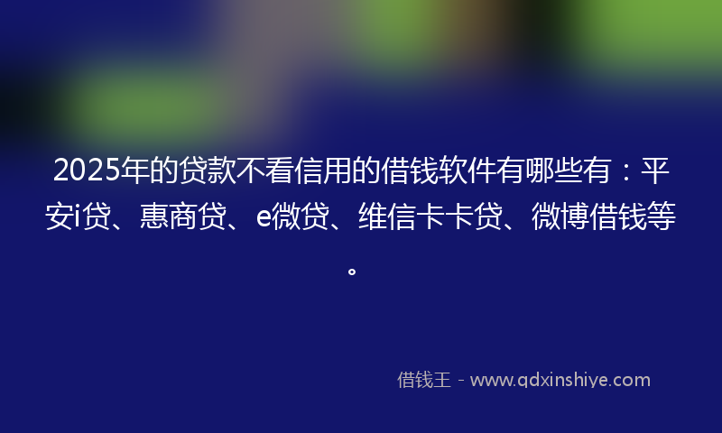 2025年的贷款不看信用的借钱软件有哪些有：平安i贷、惠商贷、e微贷、维信卡卡贷、微博借钱等。