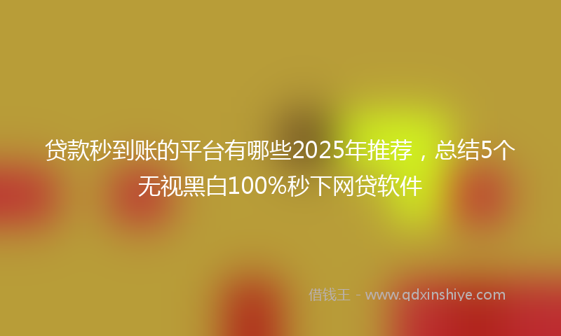 贷款秒到账的平台有哪些2025年推荐，总结5个无视黑白100%秒下网贷软件