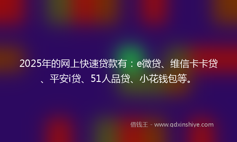 2025年的网上快速贷款有：e微贷、维信卡卡贷、平安i贷、51人品贷、小花钱包等。