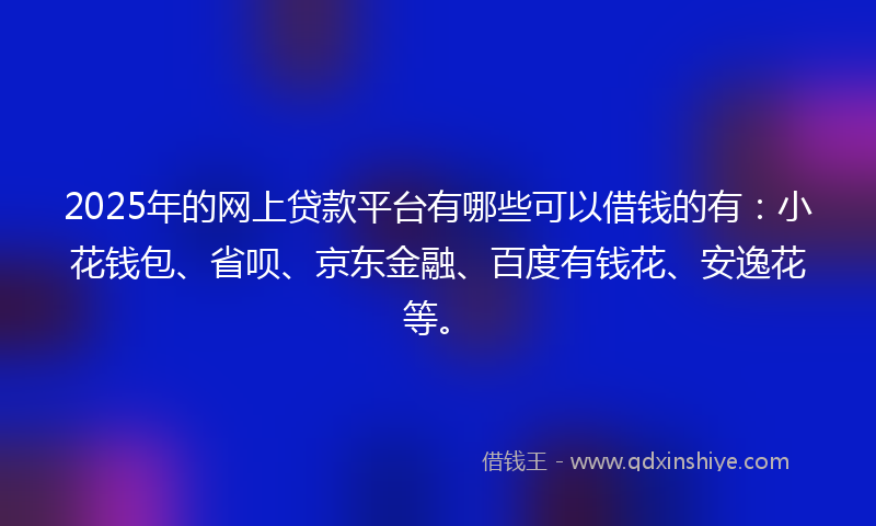 2025年的网上贷款平台有哪些可以借钱的有：小花钱包、省呗、京东金融、百度有钱花、安逸花等。