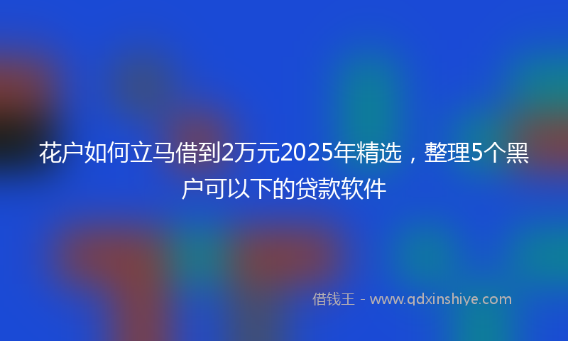 花户如何立马借到2万元2025年精选,整理5个黑户可以下的贷款软件