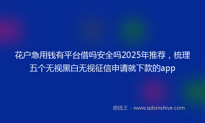 花户急用钱有平台借吗安全吗2025年推荐,梳理五个无视黑白无视征信申请就下款的app