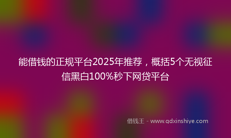 能借钱的正规平台2025年推荐，概括5个无视征信黑白100%秒下网贷平台