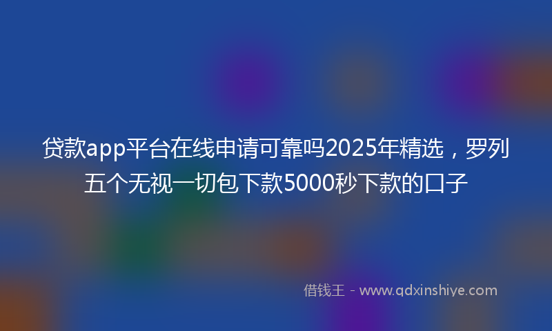 贷款app平台在线申请可靠吗2025年精选，罗列五个无视一切包下款5000秒下款的口子