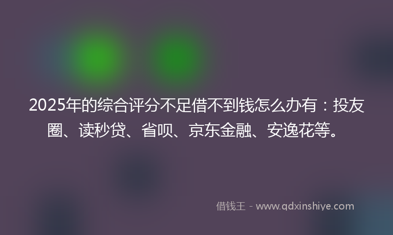 2025年的综合评分不足借不到钱怎么办有：投友圈、读秒贷、省呗、京东金融、安逸花等。
