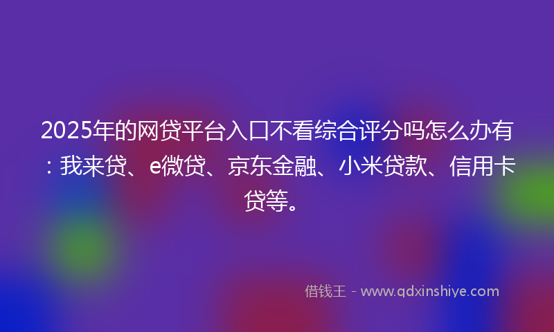 2025年的网贷平台入口不看综合评分吗怎么办有：我来贷、e微贷、京东金融、小米贷款、信用卡贷等。