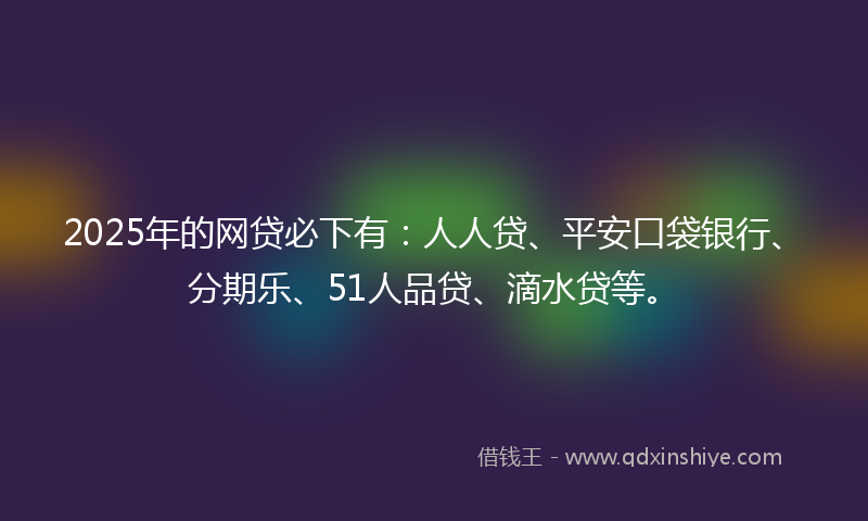 2025年的网贷必下有：人人贷、平安口袋银行、分期乐、51人品贷、滴水贷等。