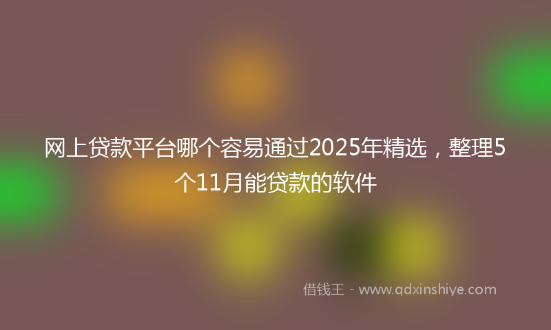 网上贷款平台哪个容易通过2025年精选，整理5个11月能贷款的软件