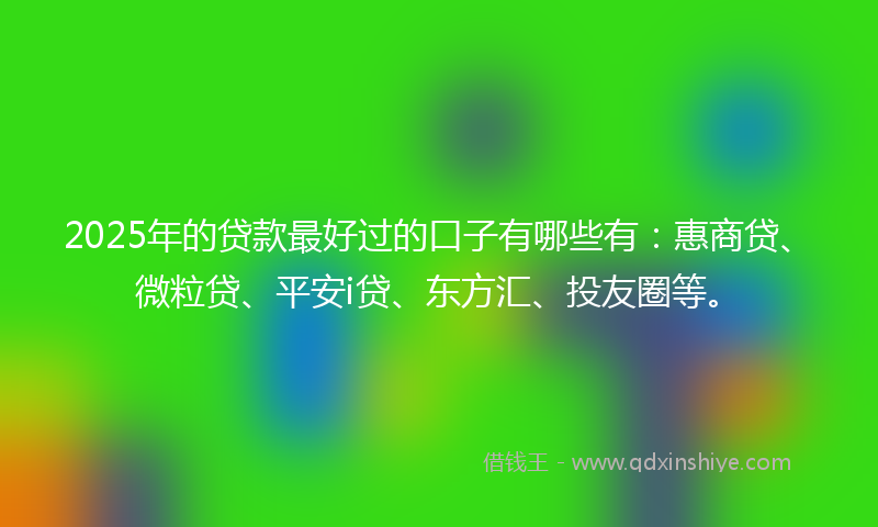 2025年的贷款最好过的口子有哪些有：惠商贷、微粒贷、平安i贷、东方汇、投友圈等。