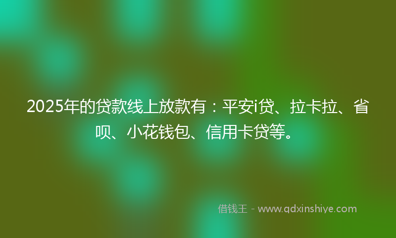 2025年的贷款线上放款有：平安i贷、拉卡拉、省呗、小花钱包、信用卡贷等。