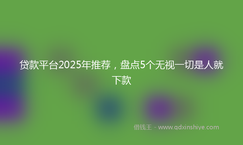 贷款平台2025年推荐，盘点5个无视一切是人就下款