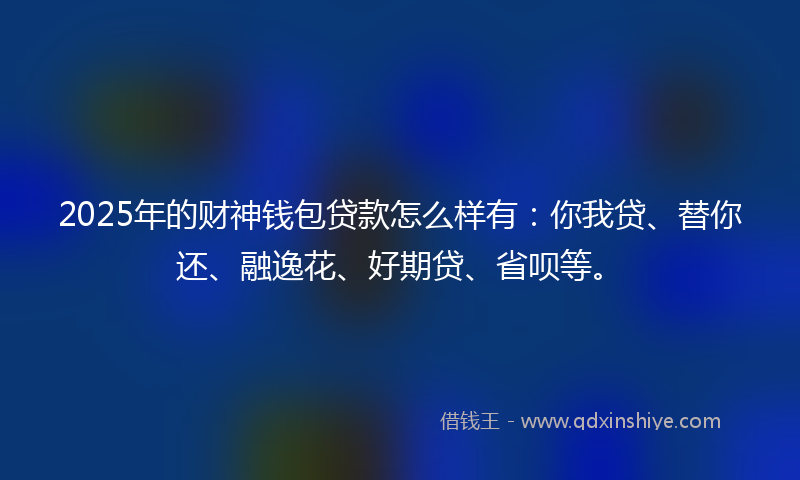 2025年的财神钱包贷款怎么样有：你我贷、替你还、融逸花、好期贷、省呗等。
