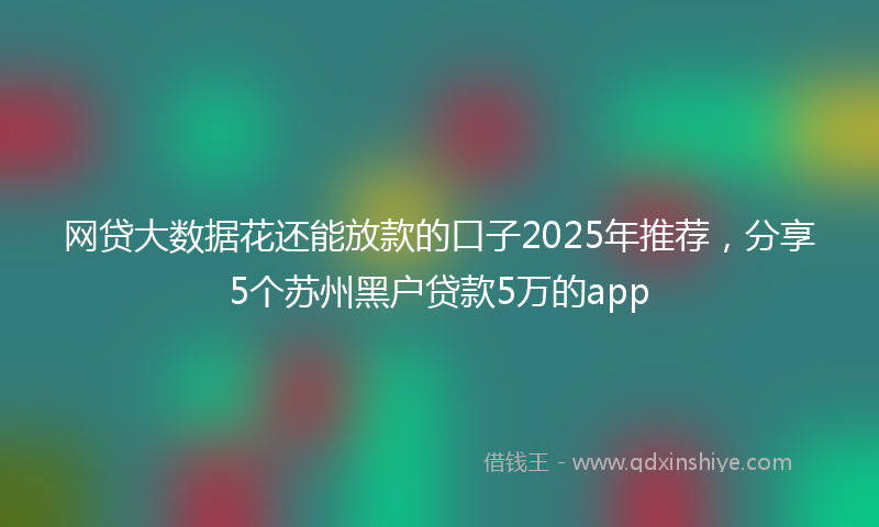 网贷大数据花还能放款的口子2025年推荐，分享5个苏州黑户贷款5万的app