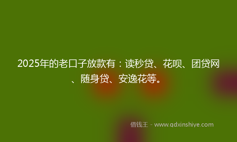 2025年的老口子放款有：读秒贷、花呗、团贷网、随身贷、安逸花等。