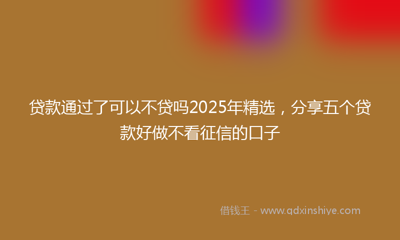 贷款通过了可以不贷吗2025年精选，分享五个贷款好做不看征信的口子