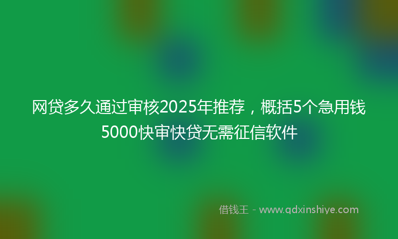 网贷多久通过审核2025年推荐，概括5个急用钱5000快审快贷无需征信软件