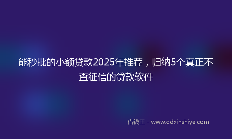 能秒批的小额贷款2025年推荐，归纳5个真正不查征信的贷款软件