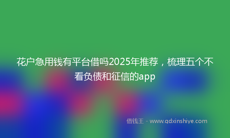 花户急用钱有平台借吗2025年推荐，梳理五个不看负债和征信的app