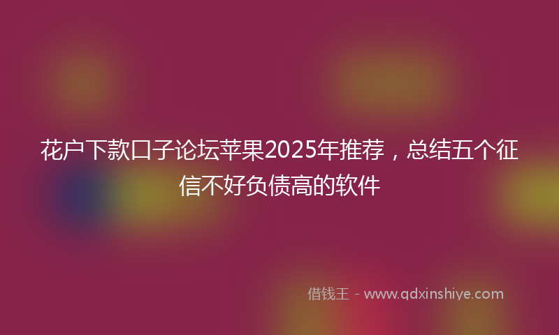 花户下款口子论坛苹果2025年推荐，总结五个征信不好负债高的软件