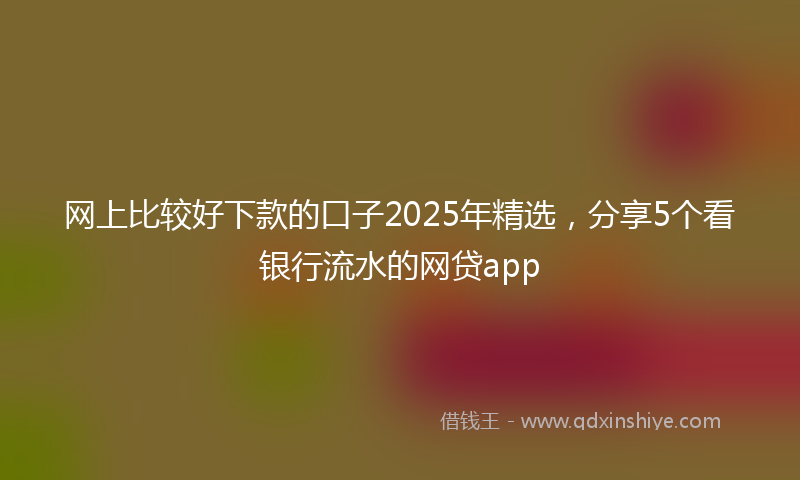 网上比较好下款的口子2025年精选，分享5个看银行流水的网贷app