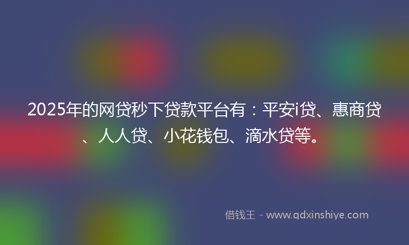 2025年的网贷秒下贷款平台有：平安i贷、惠商贷、人人贷、小花钱包、滴水贷等。