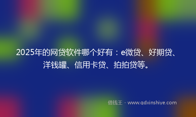 2025年的网贷软件哪个好有：e微贷、好期贷、洋钱罐、信用卡贷、拍拍贷等。