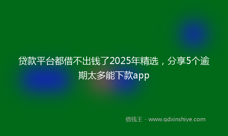 贷款平台都借不出钱了2025年精选，分享5个逾期太多能下款app