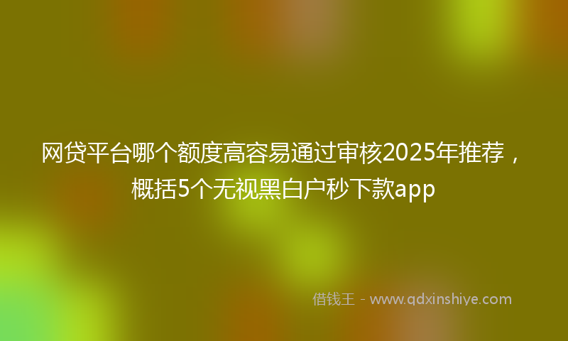 网贷平台哪个额度高容易通过审核2025年推荐，概括5个无视黑白户秒下款app