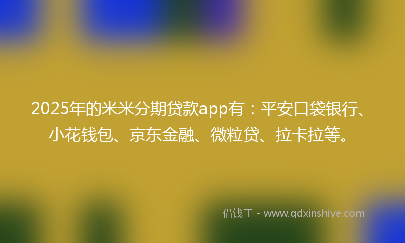 2025年的米米分期贷款app有：平安口袋银行、小花钱包、京东金融、微粒贷、拉卡拉等。
