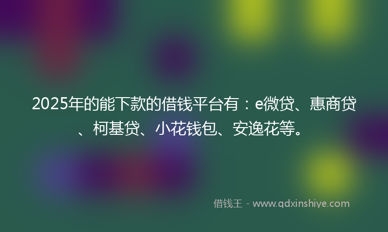 2025年的能下款的借钱平台有：e微贷、惠商贷、柯基贷、小花钱包、安逸花等。