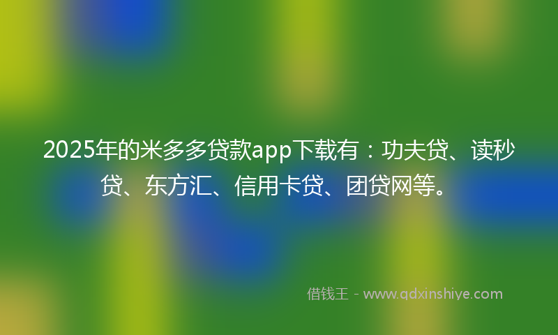 2025年的米多多贷款app下载有：功夫贷、读秒贷、东方汇、信用卡贷、团贷网等。