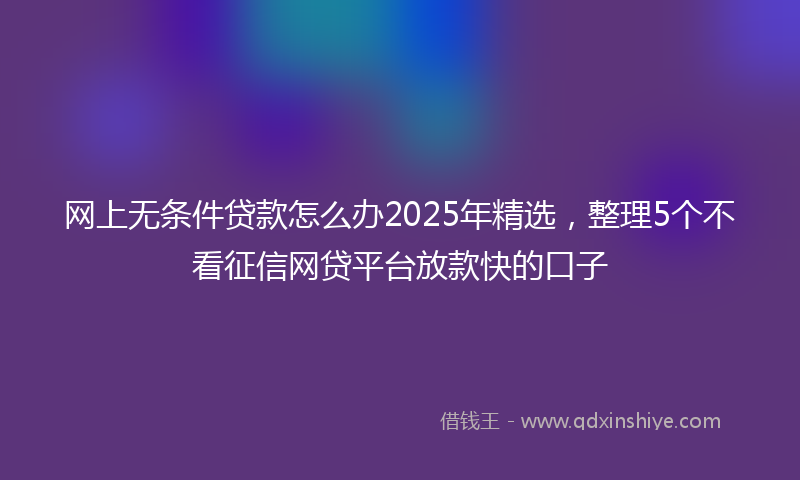 网上无条件贷款怎么办2025年精选，整理5个不看征信网贷平台放款快的口子