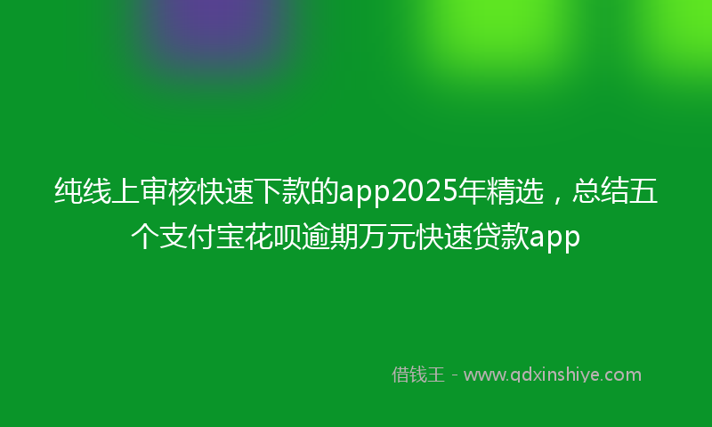 纯线上审核快速下款的app2025年精选，总结五个支付宝花呗逾期万元快速贷款app
