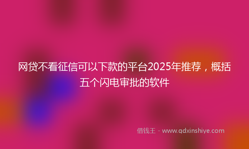 网贷不看征信可以下款的平台2025年推荐，概括五个闪电审批的软件