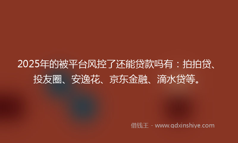 2025年的被平台风控了还能贷款吗有：拍拍贷、投友圈、安逸花、京东金融、滴水贷等。