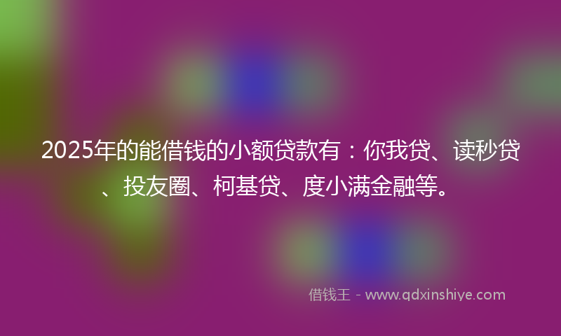 2025年的能借钱的小额贷款有：你我贷、读秒贷、投友圈、柯基贷、度小满金融等。