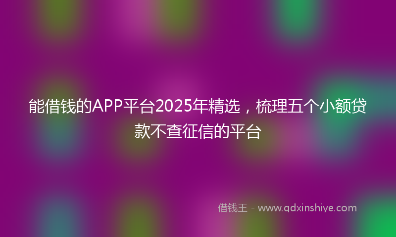 能借钱的APP平台2025年精选，梳理五个小额贷款不查征信的平台