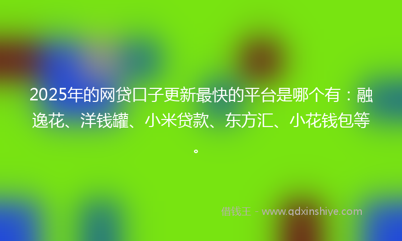 2025年的网贷口子更新最快的平台是哪个有：融逸花、洋钱罐、小米贷款、东方汇、小花钱包等。