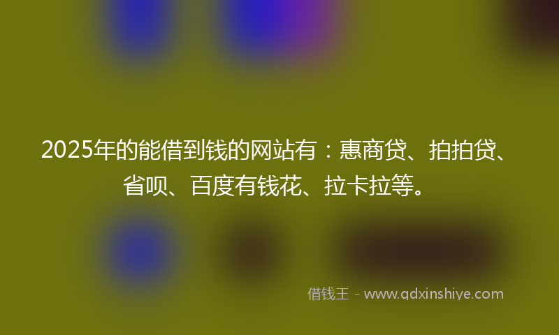 2025年的能借到钱的网站有：惠商贷、拍拍贷、省呗、百度有钱花、拉卡拉等。