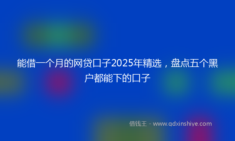 能借一个月的网贷口子2025年精选，盘点五个黑户都能下的口子