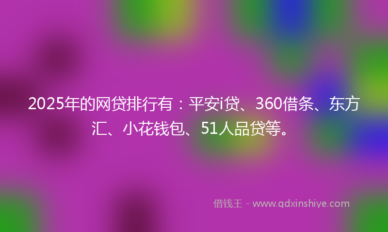 2025年的网贷排行有：平安i贷、360借条、东方汇、小花钱包、51人品贷等。