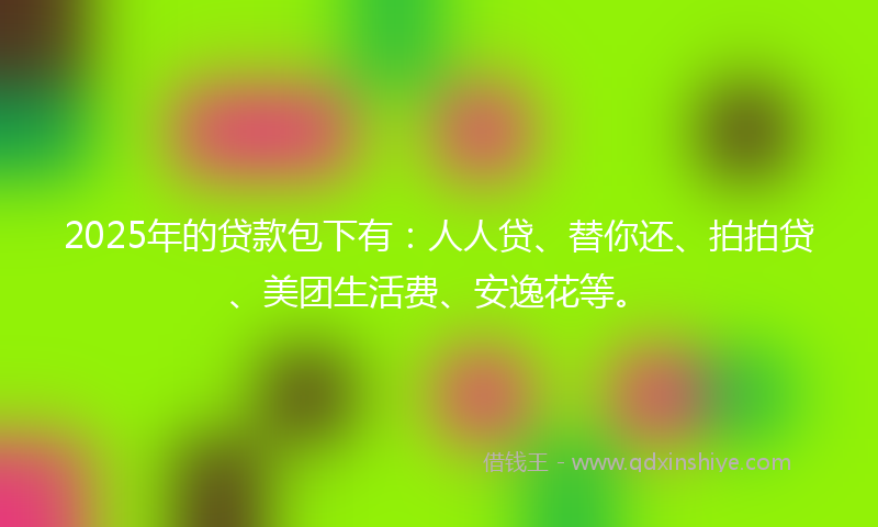 2025年的贷款包下有：人人贷、替你还、拍拍贷、美团生活费、安逸花等。