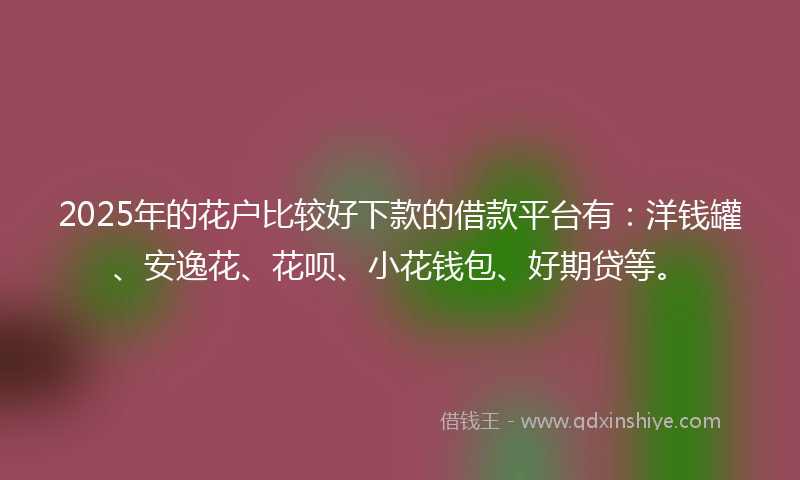 2025年的花户比较好下款的借款平台有:洋钱罐、安逸花、花呗、小花钱包、好期贷等。