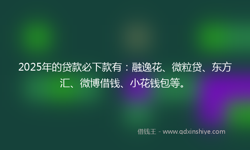 2025年的贷款必下款有：融逸花、微粒贷、东方汇、微博借钱、小花钱包等。