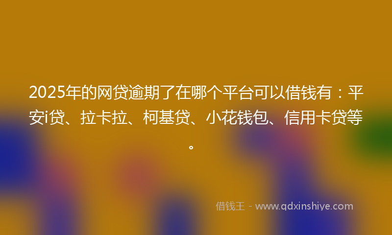 2025年的网贷逾期了在哪个平台可以借钱有：平安i贷、拉卡拉、柯基贷、小花钱包、信用卡贷等。